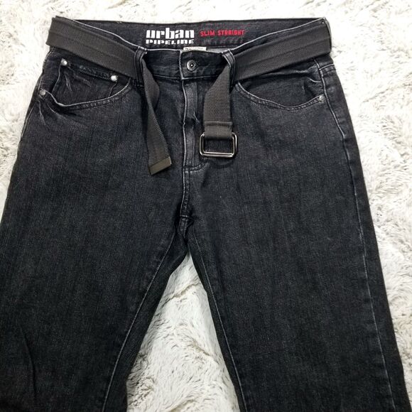 Urban Pipeline Jeans Mens 32×32 Black Slim Straight Dark Wash Denim - Picture 2 of 11